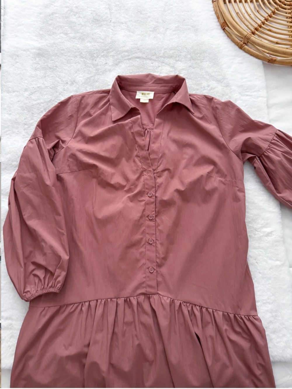Anthropologie Maeve Taffeta Dress Button Front Rose Pink Midi - Picture 6 of 13